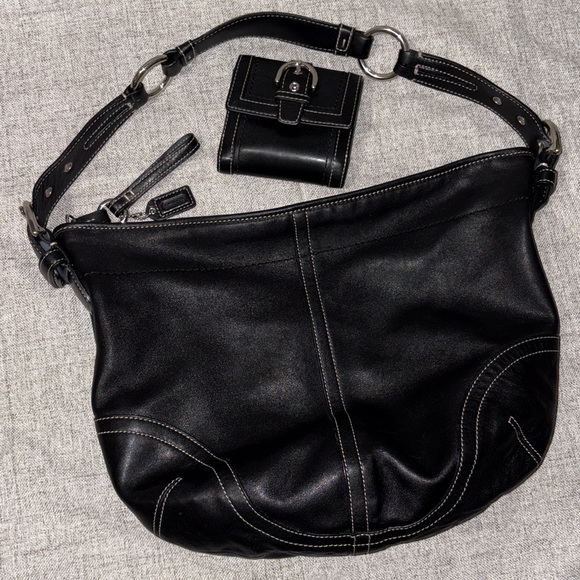 Coach No.3651 SoHo Hobo Smooth Black Leather Shoulder Bag with Matching Wallet - Picture 1 of 16